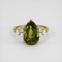 6.05 Ct. Yellowish Green Sapphire Ring, 18K Yellow Gold 1