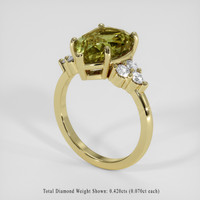 6.05 Ct. Yellowish Green Sapphire Ring, 18K Yellow Gold 2