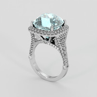 9.30 Ct. Greenish Blue Aquamarine Ring, Silver 2