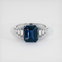3.57 Ct. Greenish Blue Sapphire Ring, 14K White Gold 1