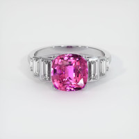 3.36 Ct. Purplish Pink Sapphire Ring, 14K White Gold 1