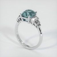 4.50 Ct. Bluish Green Sapphire Ring, 14K White Gold 2