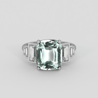 3.49 Ct. Bluish Green Beryl Ring, 18K White Gold 1