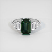 2.99 Ct. Bluish Green Sapphire Ring, 18K White Gold 1