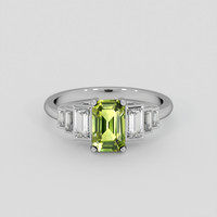 1.53 Ct. Green Sapphire Ring, 18K White Gold 1