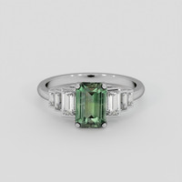 2.06 Ct. Green Sapphire Ring, 18K White Gold 1