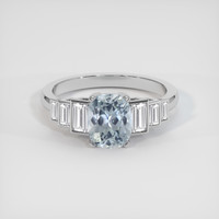 1.64 Ct. Greenish Blue Sapphire Ring, 18K White Gold 1