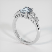 1.64 Ct. Greenish Blue Sapphire Ring, 18K White Gold 2