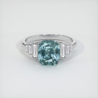 4.50 Ct. Bluish Green Sapphire Ring, 18K White Gold 1