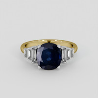 3.47 Ct. Blue Sapphire Ring, 14K White & Yellow 1