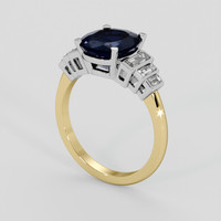 3.47 Ct. Blue Sapphire Ring, 18K White & Yellow 2