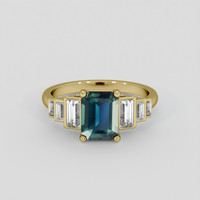 2.03 Ct. Bluish Green Sapphire Ring, 10K Yellow Gold 1