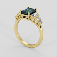 2.03 Ct. Bluish Green Sapphire Ring, 10K Yellow Gold 2