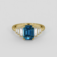 2.93 Ct. Greenish Blue Sapphire Ring, 10K Yellow Gold 1