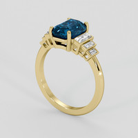 2.93 Ct. Greenish Blue Sapphire Ring, 10K Yellow Gold 2