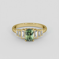 1.37 Ct. Green Sapphire Ring, 10K Yellow Gold 1