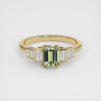 0.87 Ct. Green Tourmaline Ring, 14K Yellow Gold 1