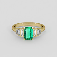 0.91 Ct. Emerald Ring, 18K Yellow Gold 1