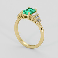 0.91 Ct. Emerald Ring, 18K Yellow Gold 2