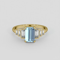 1.30 Ct. Blue Aquamarine Ring, 18K Yellow Gold 1
