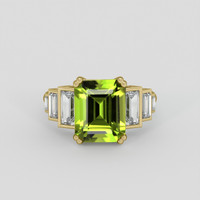 4.27 Ct. Yellowish Green Peridot Ring, 18K Yellow Gold 1