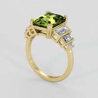 4.27 Ct. Yellowish Green Peridot Ring, 18K Yellow Gold 2