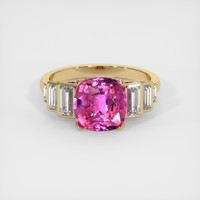 3.36 Ct. Purplish Pink Sapphire Ring, 18K Yellow Gold 1