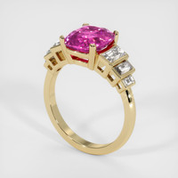 3.36 Ct. Purplish Pink Sapphire Ring, 18K Yellow Gold 2