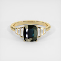 2.61 Ct. Greenish Blue Sapphire Ring, 18K Yellow Gold 1