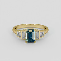 1.55 Ct. Greenish Blue Sapphire Ring, 18K Yellow Gold 1