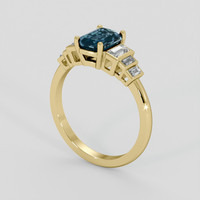 1.55 Ct. Greenish Blue Sapphire Ring, 18K Yellow Gold 2