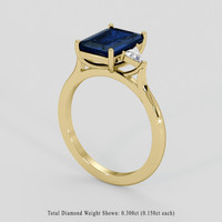 3.52 Ct. Blue Sapphire Ring, 14K Yellow Gold 2