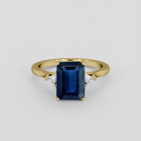 3.52 Ct. Blue Sapphire Ring, 18K Yellow Gold 1
