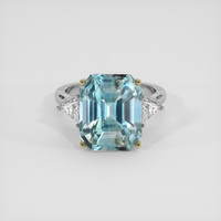 11.02 Ct. Greenish Blue Sapphire Ring, 18K Yellow & White 1