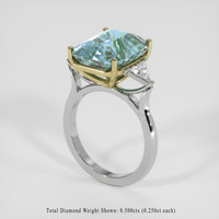 11.02 Ct. Greenish Blue Sapphire Ring, 18K Yellow & White 2