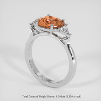 2.83 Ct. Padparadscha Sapphire Ring, 14K White Gold 2