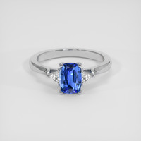 1.08 Ct. Blue Sapphire Ring, 18K White Gold 1