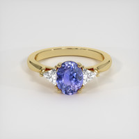 1.50 Ct. Purplish Blue Sapphire Ring, 18K Yellow Gold 1