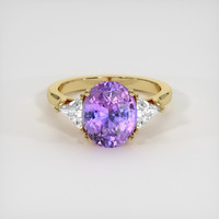 3.75 Ct. Bluish Purple Sapphire Ring, 18K Yellow Gold 1