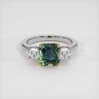 2.76 Ct. Bluish Green Sapphire Ring, 18K Yellow & White 1