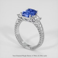 3.11 Ct. Blue Sapphire Ring, 14K White Gold 2
