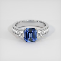 2.07 Ct. Blue Sapphire Ring, Platinum 950 1