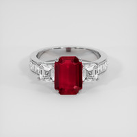 3.08 Ct. Ruby Ring, 18K White Gold 1