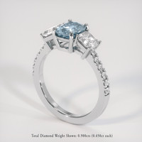 1.64 Ct. Greenish Blue Sapphire Ring, Platinum 950 2