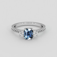 1.01 Ct. Blue Sapphire Ring, 14K White Gold 1