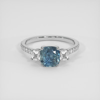 2.02 Ct. Greenish Blue Sapphire Ring, 18K White Gold 1