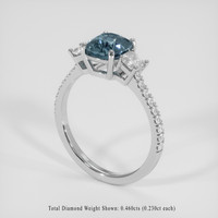 2.02 Ct. Greenish Blue Sapphire Ring, 18K White Gold 2