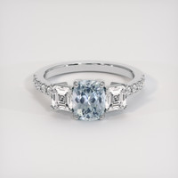 1.64 Ct. Greenish Blue Sapphire Ring, 18K White Gold 1