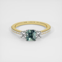 1.16 Ct. Bluish Green Sapphire Ring, 14K White & Yellow 1