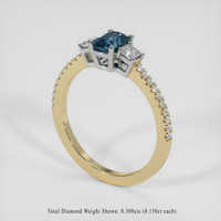 1.11 Ct. Greenish Blue Sapphire Ring, 14K White & Yellow 2